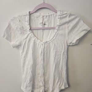 Aerie NWOT White Button Down Short Sleeve Top